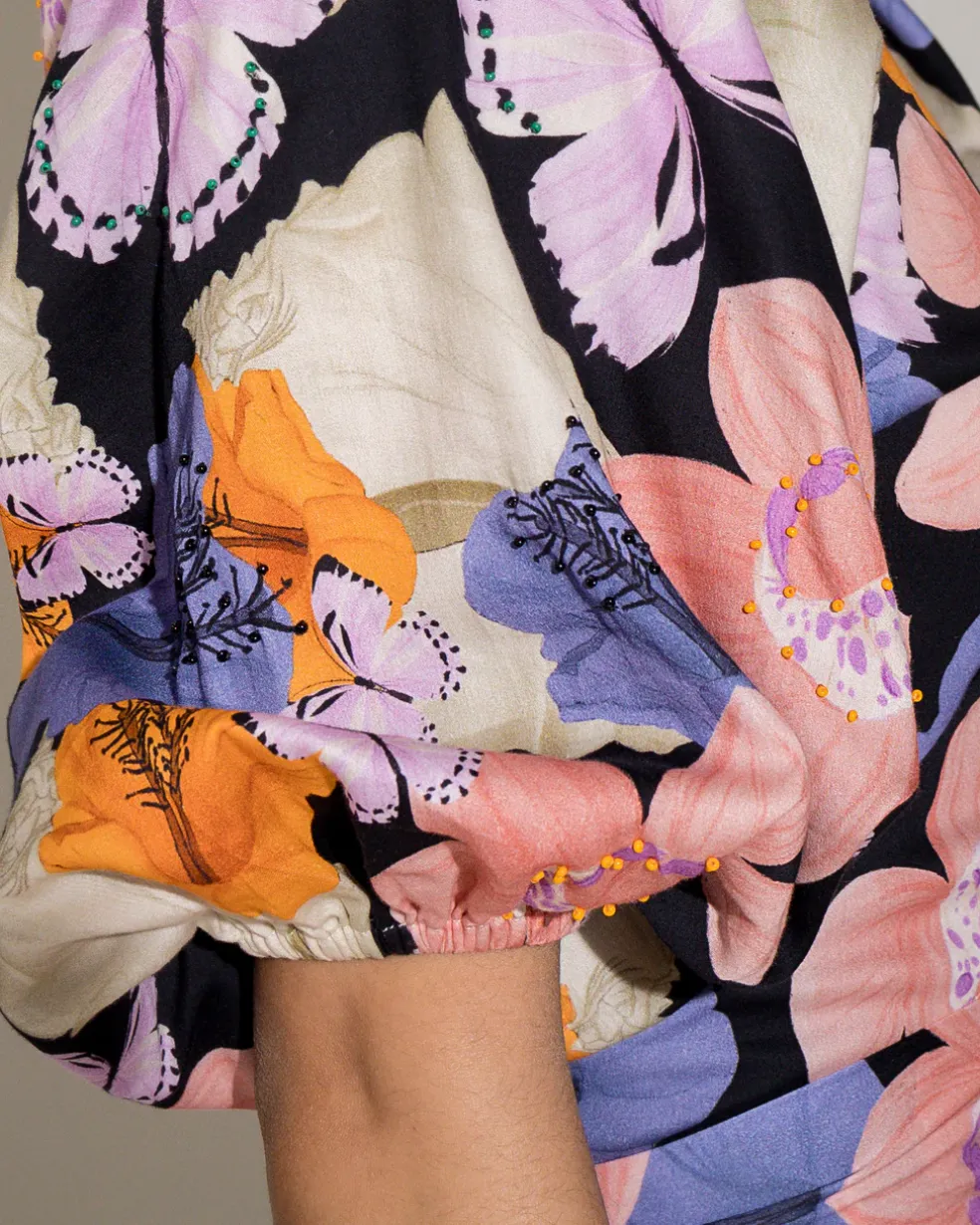 Wrap Around Dress with Hand Embroidered Details